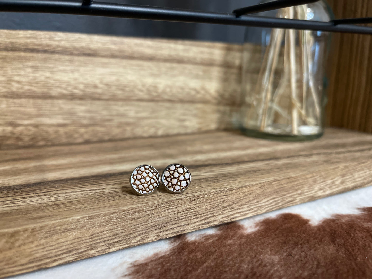 Tan textured leather studs
