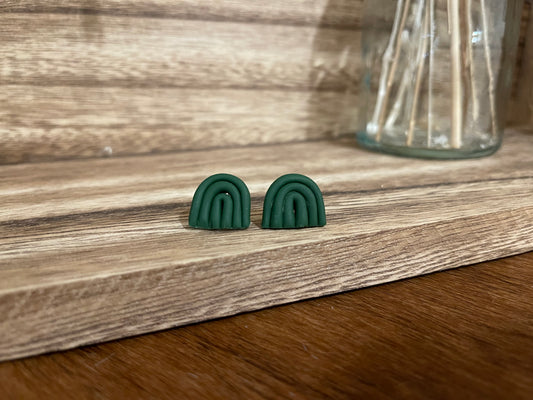 Dark green rainbow clay studs