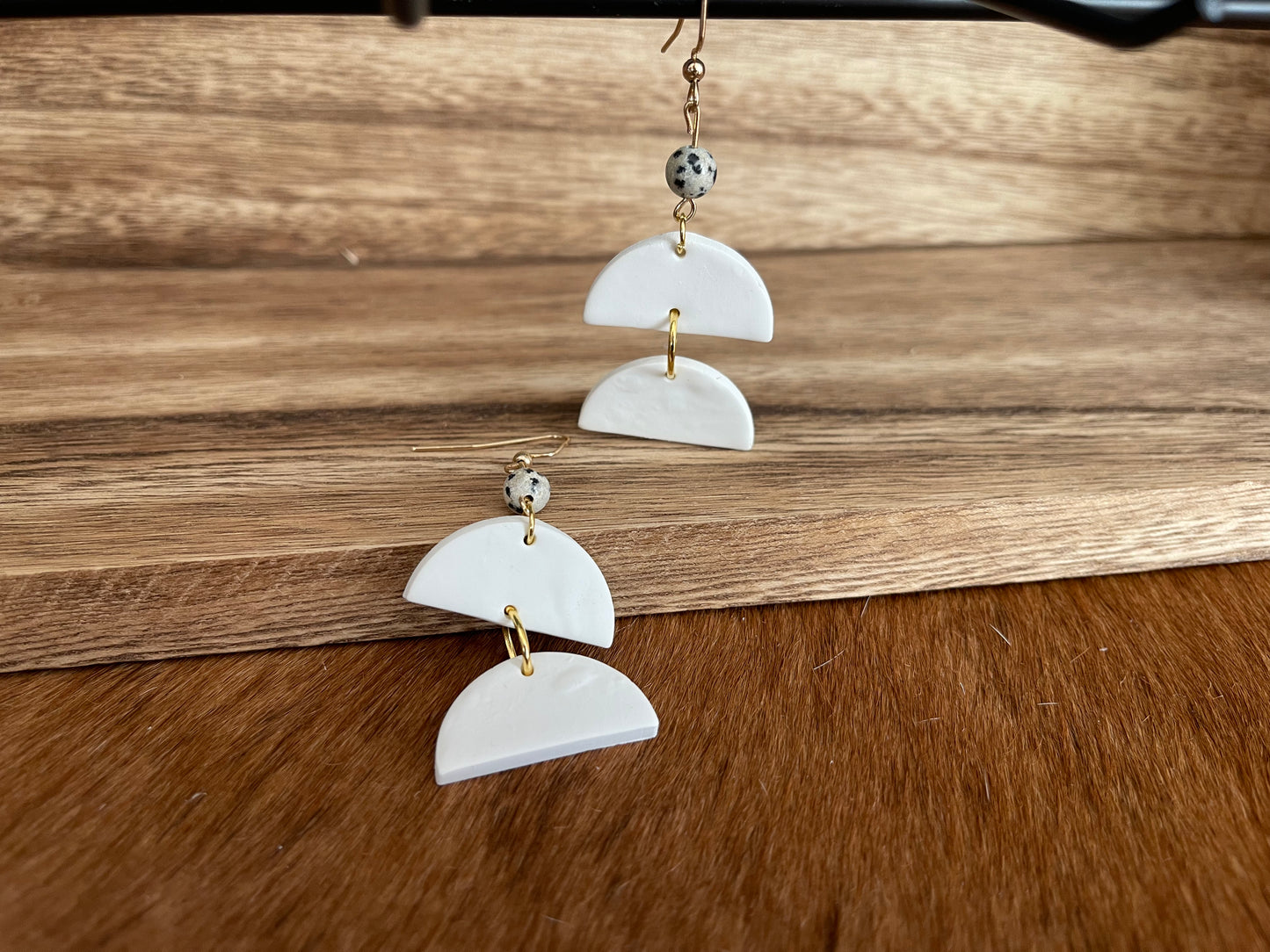 Clay half moon drop earrings